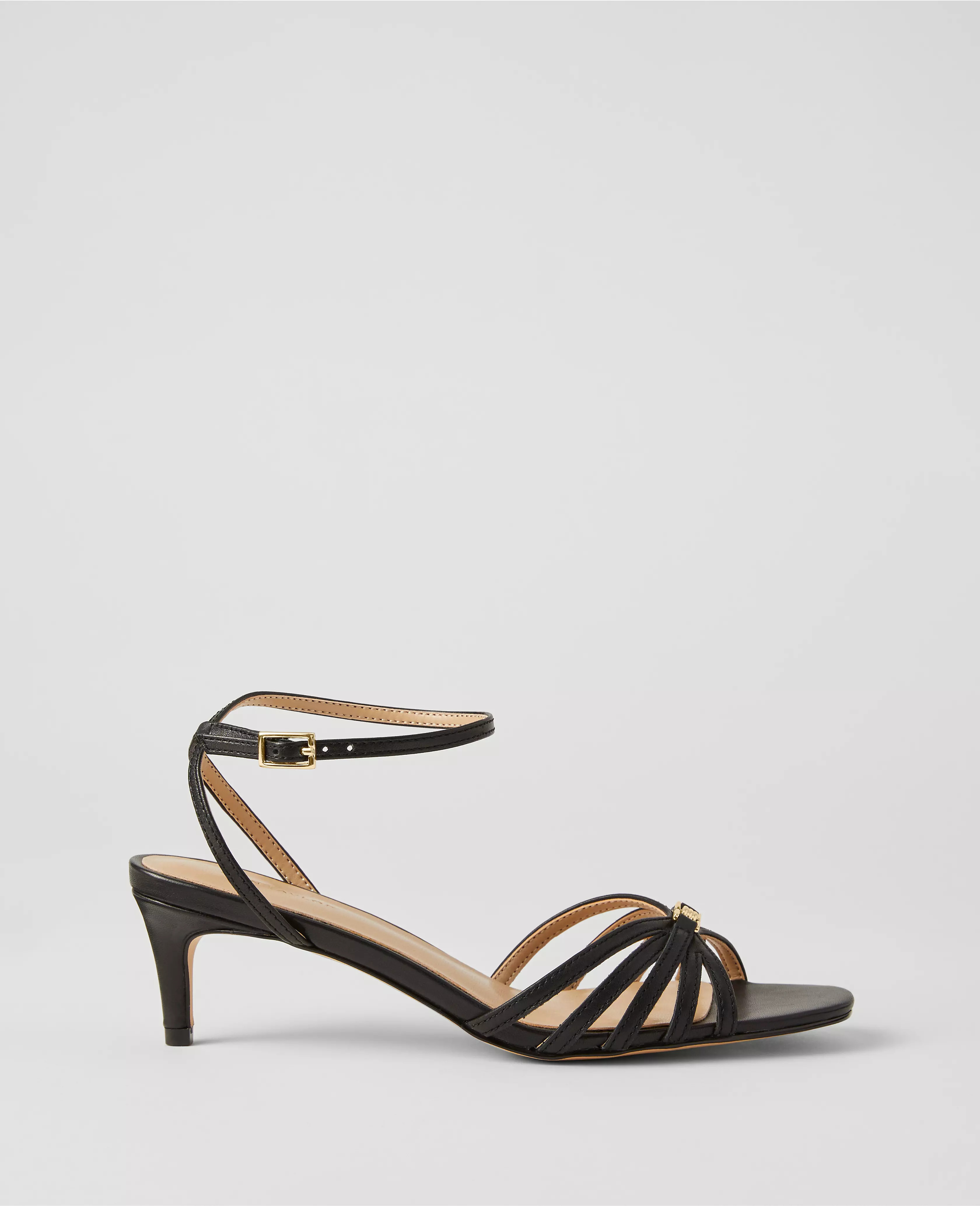 Caged Kitten Heel Leather Sandals | Ann Taylor