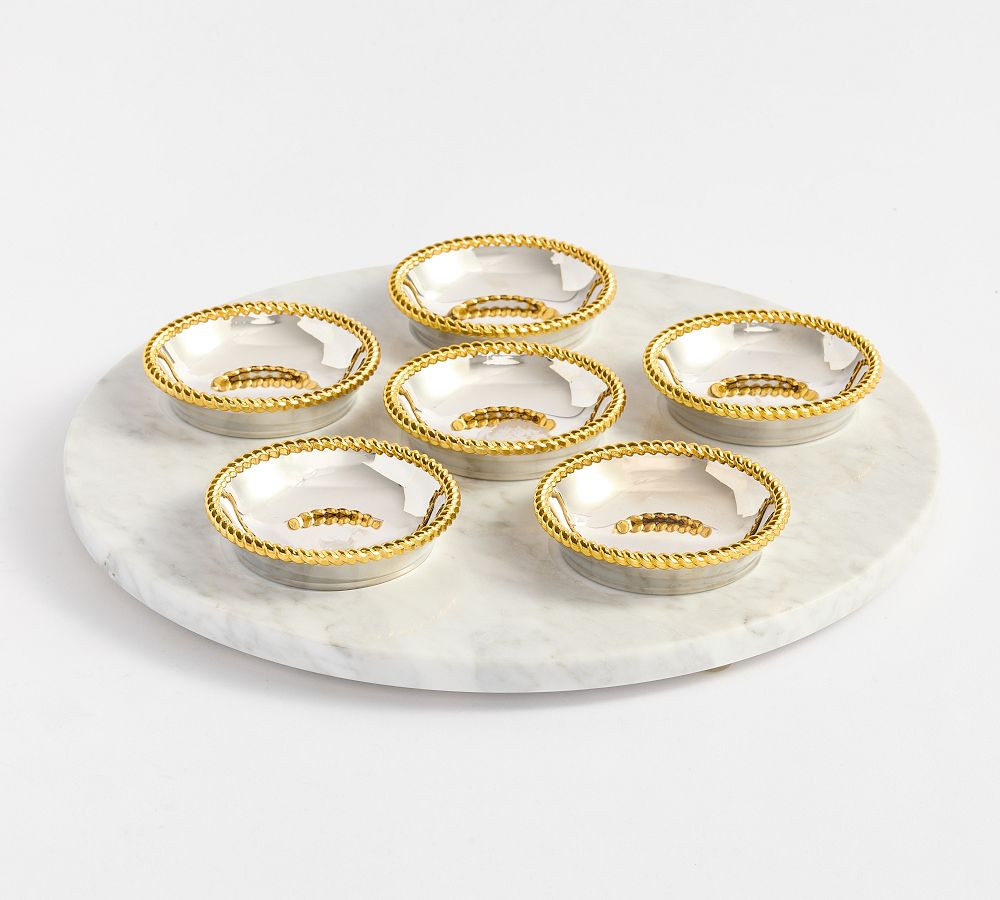 Marble Seder Plate with Gold Trim | Pottery Barn (US)