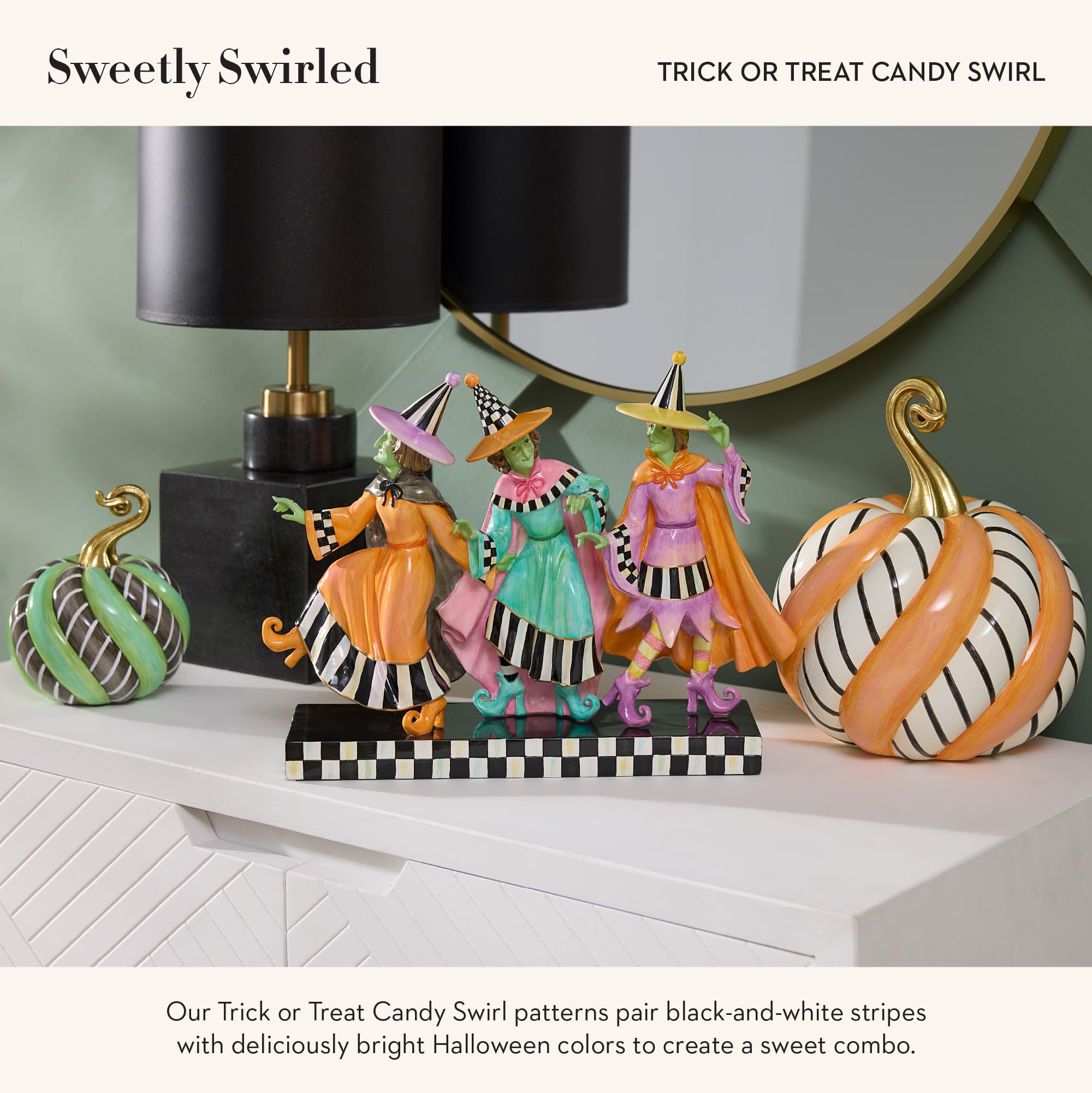 MACKENZIE-CHILDS Trick or Treat Candy Swirl Pumpkin, Resin Pumpkin Decor, Halloween Home Decor, M... | Amazon (US)