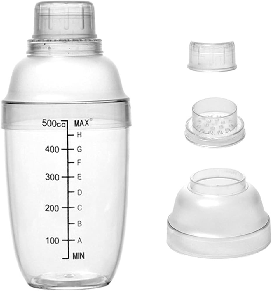 FEOOWV Upgraded Four-stage Plastic Cocktail Shaker, Hand Drink Mixer, Boba Tea Shaker Cup with Sc... | Amazon (US)