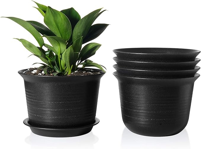 Plastic Pot - POTEY 7 Inch Indoor Planter with Drainage Hole and Trays for All House Plants - 007... | Amazon (US)