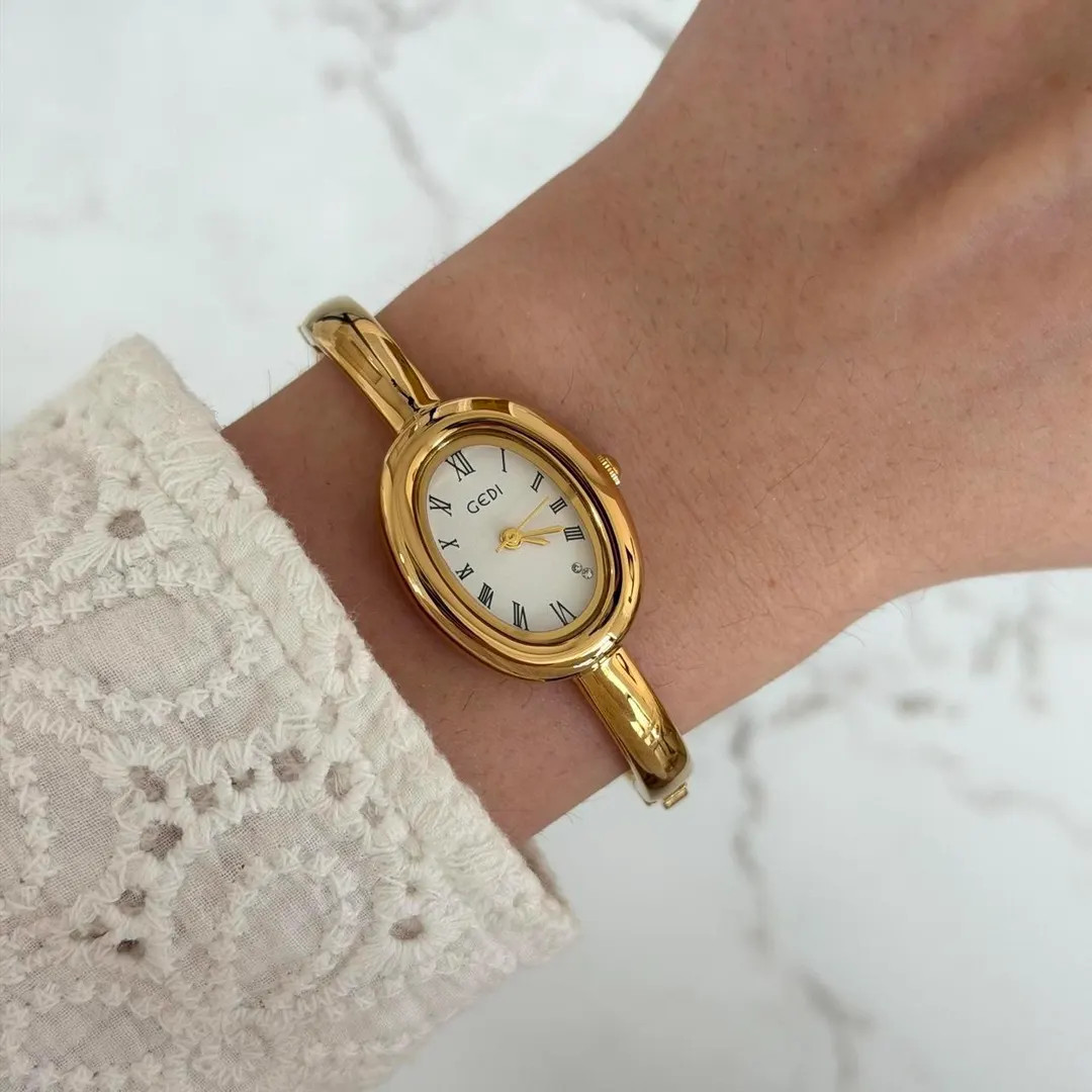 Retro Gold White Dial Women Minimalist Watch Bracelet Stainless Steel + Gift Bag - Etsy Canada | Etsy (DACH)