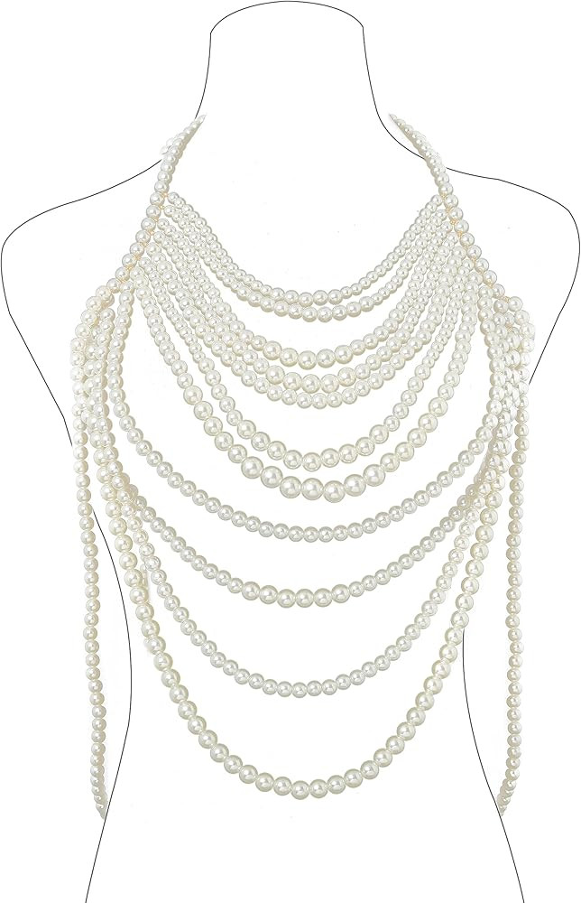 Pearl Body Chain Jewelry Long Pearl Necklaces Sexy Bra Body Chain Summer Beach Body Accessories R... | Amazon (US)