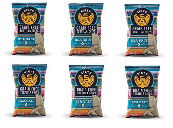 Siete Sea Salt Grain Free Tortilla Chips, 5 oz bags, 6-Pack | Amazon (US)