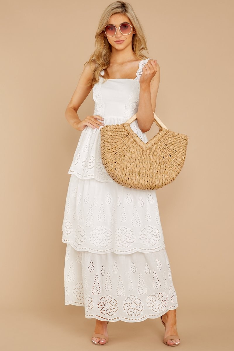 Refreshing Look White Eyelet Maxi Dress | Red Dress 