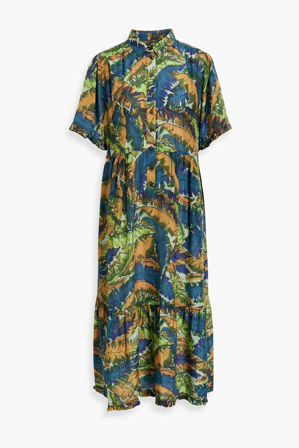 Printed silk crepe de chine midi shirt dress | The Outnet (US and CA)
