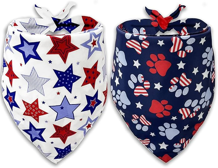 4th of July Dog Bandana, American Patriotic Cat Bandana for Large Medium Small Pets Puppies (Larg... | Amazon (US)