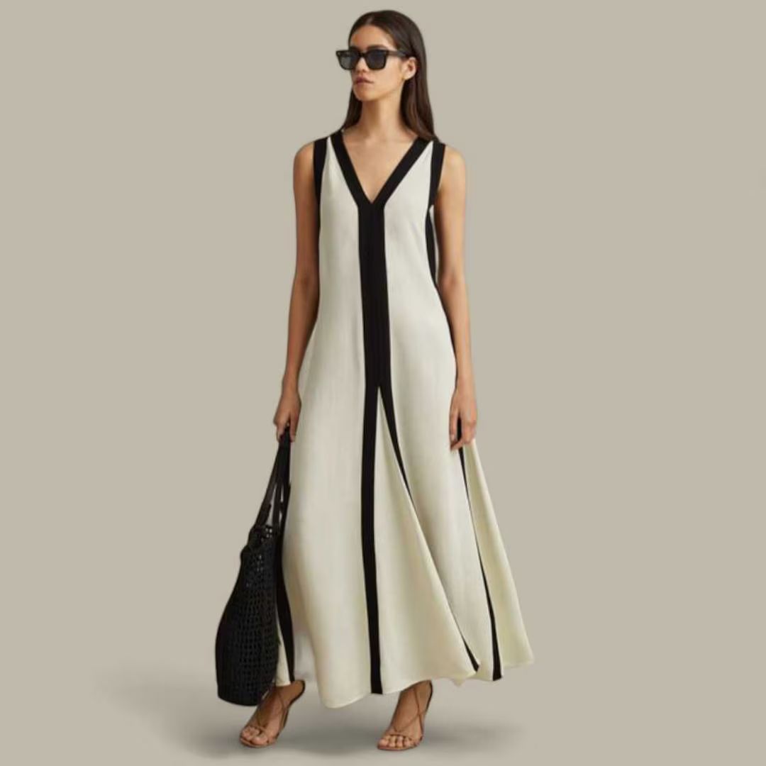 White & Black Colourblock Maxi Dress - Etsy | Etsy (US)