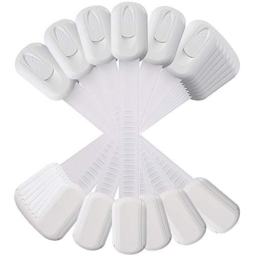 12 Pack Vmaisi Multi-Use Adhesive Straps Locks - Childproofing Baby Proofing Cabinet Latches for Drawers, Fridge, Dishwasher, Toilet Seat, Cupboard, Oven,Trash Can, No Drilling (White) (12) | Amazon (US)