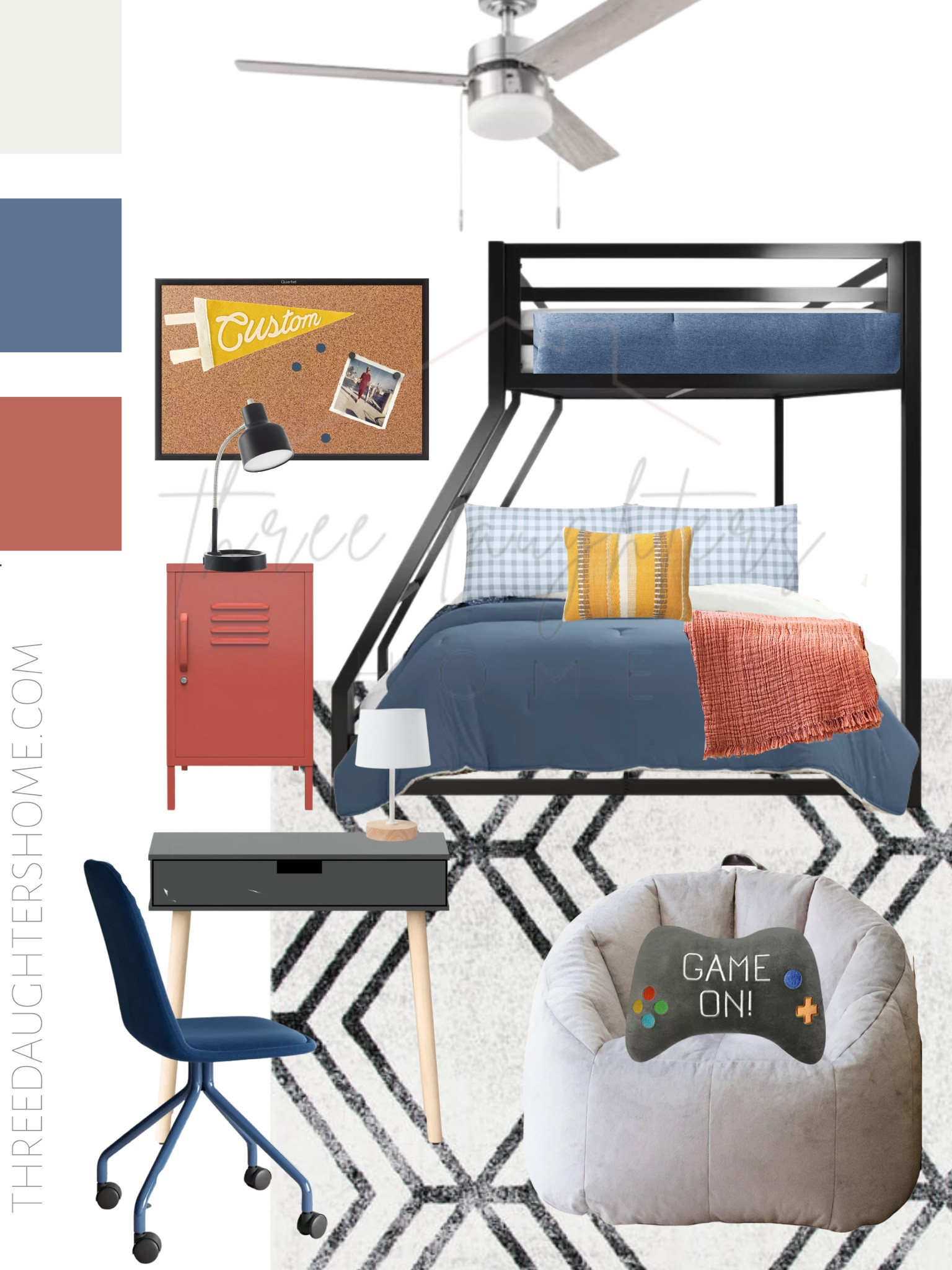 Bedroom design for a 6 year old boy 💙



boys room, boy bedroom, bunk bed, small bedroom, locker, geometric rug, space saving desk, writers desk, lounge chair, boy pillow, boy theme, blue bedding, video games

#LTKBacktoSchool #LTKkids #LTKhome