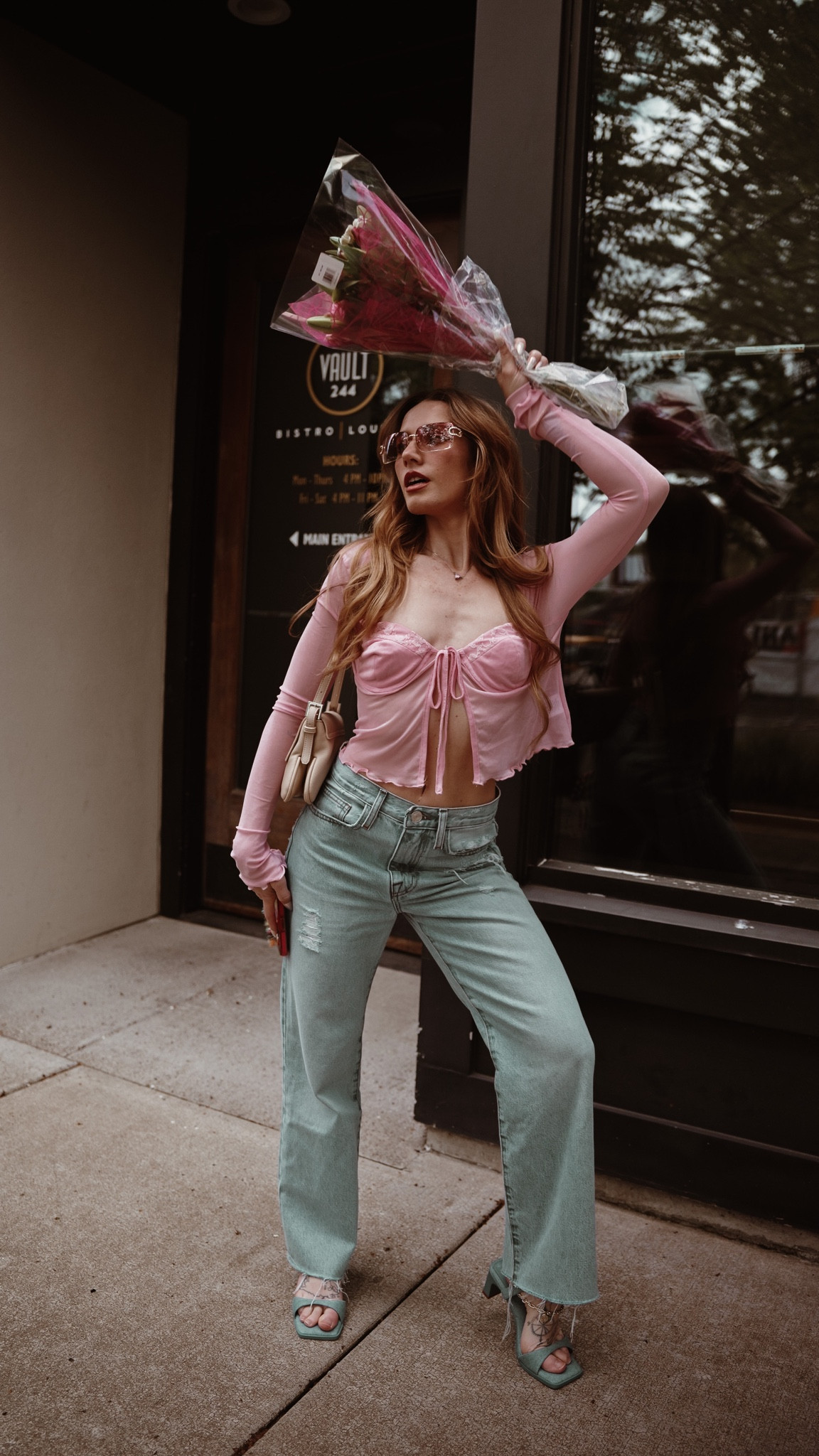 Frame denim, princess, Polly, Moda luxe Sojos, sunglasses, luxury, shoes, cute, summer outfits, sheer top, quality, jeans, cute, casual outfit 