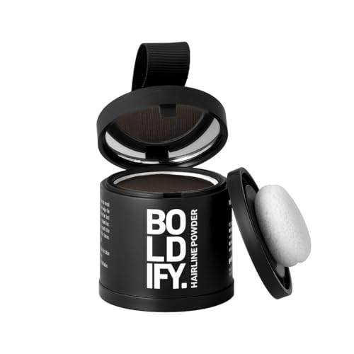 BOLDIFY Hairline Powder (LARGE, 10g) - Water-Resistant Root Touch Up Hair Color for Gray Coverage - 24-Hour Stain-Proof, Mess-Free Hair Powder for Thinning Hair - Dark Brown | Amazon (US)