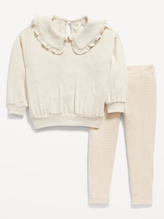 Cozy Ruffled Collar Sweatshirt and Leggings Set for Toddler Girls | Old Navy (US)