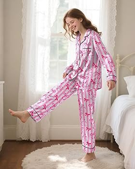 Sylfairy Girls Pajamas Silk PJS Set Satin Sleepwear Long Sleeve Jammies for Kids Button-Down Nigh... | Amazon (US)