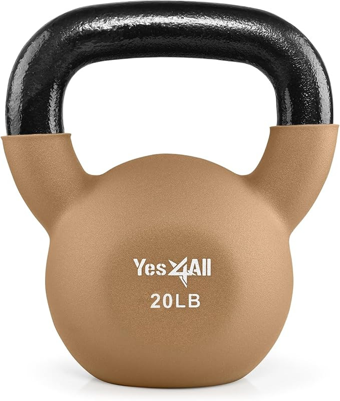 Yes4All Kettlebell, 5-65 LB Neoprene Coated Cast Iron Kettlebells, Wide Grip Handle & Flat Bottom... | Amazon (US)