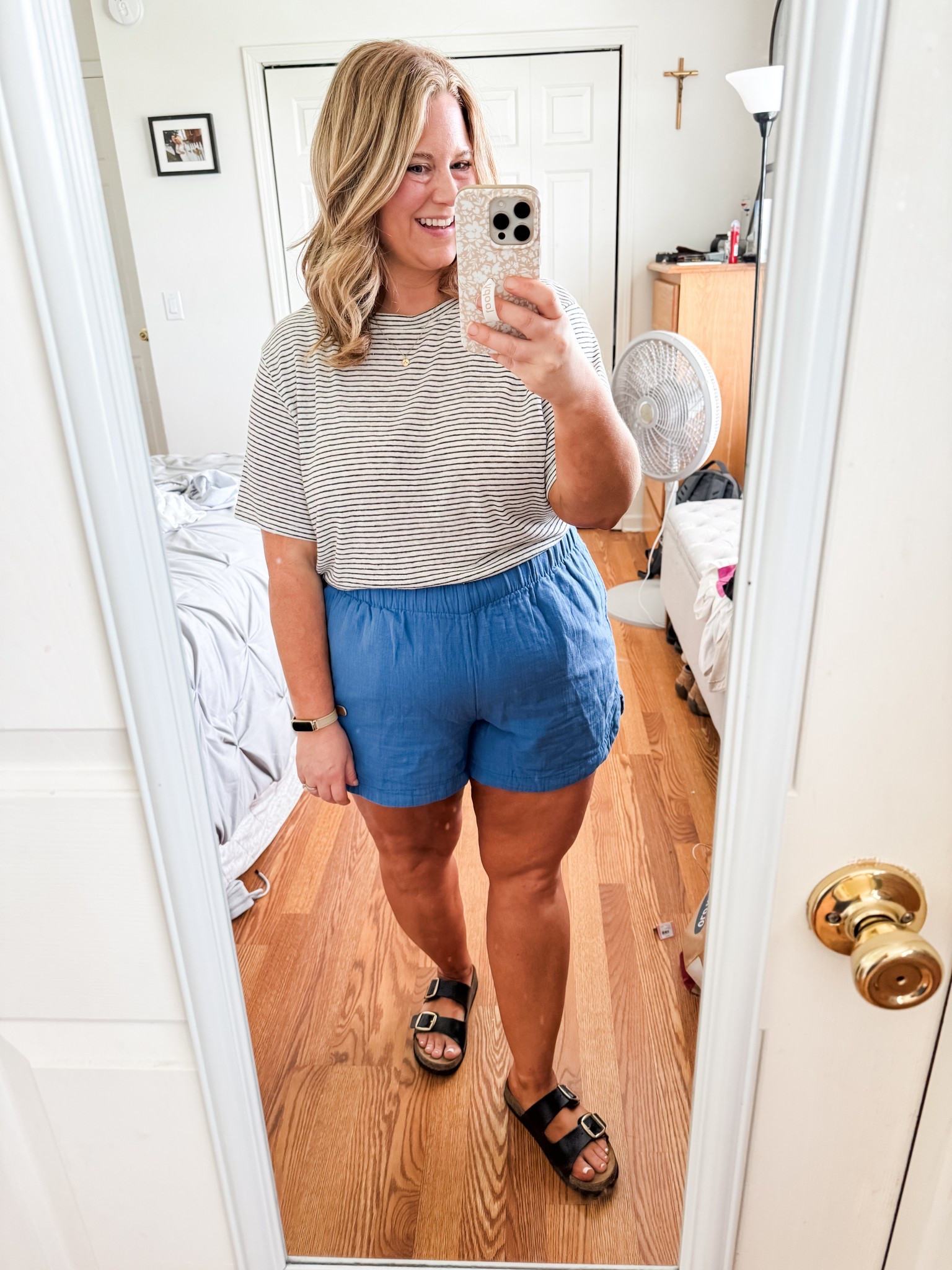 My shorts are a large and so comfy.  My tee is a linen blend and older so not linkable, but linked a few similar  striped tees  

#LTKFindsUnder50 #LTKMidsize #LTKSeasonal