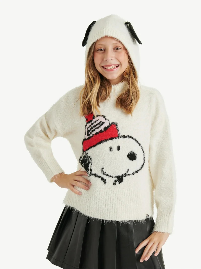 Justice x Snoopy Girls Hooded Sweater, Sizes XS - XLP | Walmart (US)