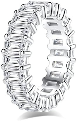 AnuClub Moissanite Eternity Ring, Round/Emerald/Princess Cut 5cttw D Color 925 Sterling Silver We... | Amazon (US)