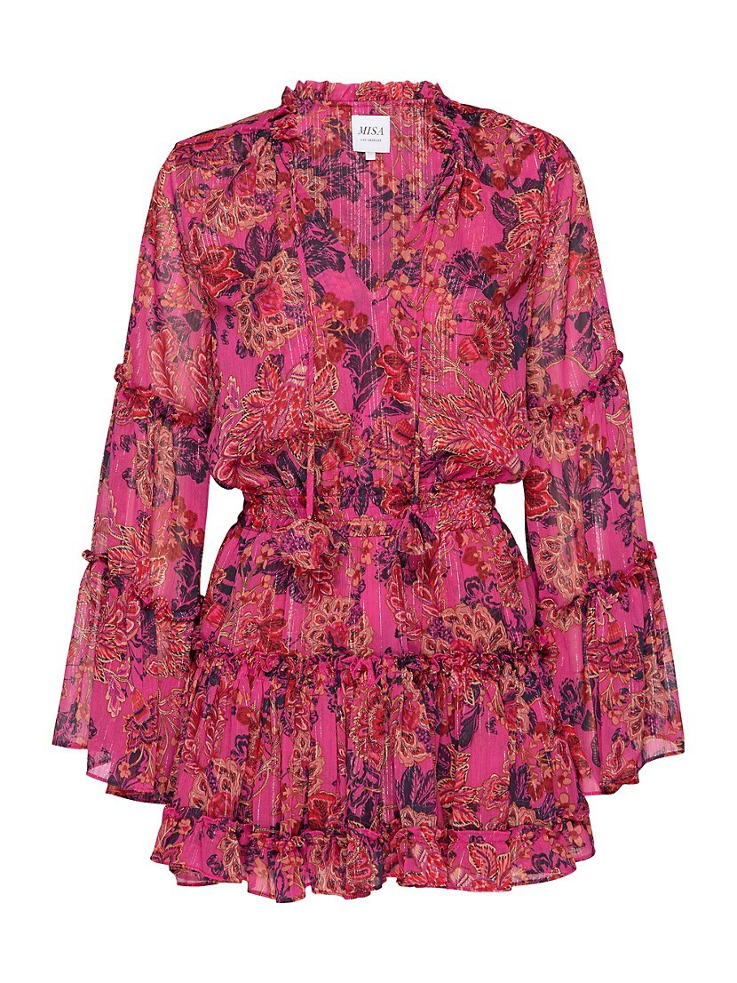 Leeva Elasticized Floral Minidress | Saks Fifth Avenue