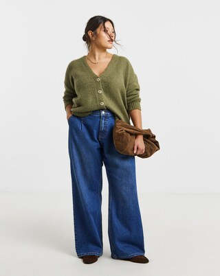 Simply Be Olive Fluffy Overstitch Boyfriend Cardigan | Simply Be | Simply Be (UK)