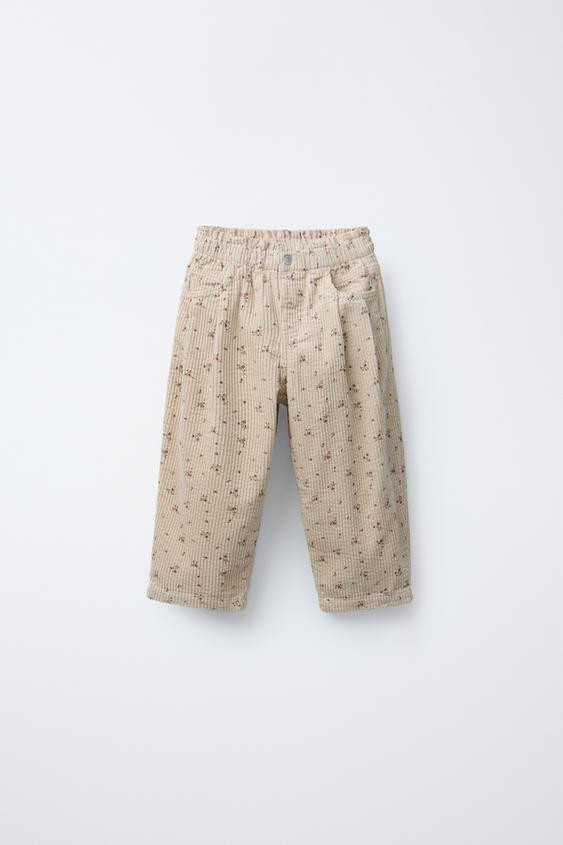FLORAL CORDUROY PANTS | Zara US
