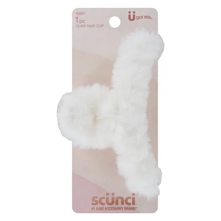 Scunci Fuzzy Flair Faux Fur Claw Hair Clip White 1-Piece | Walmart (US)