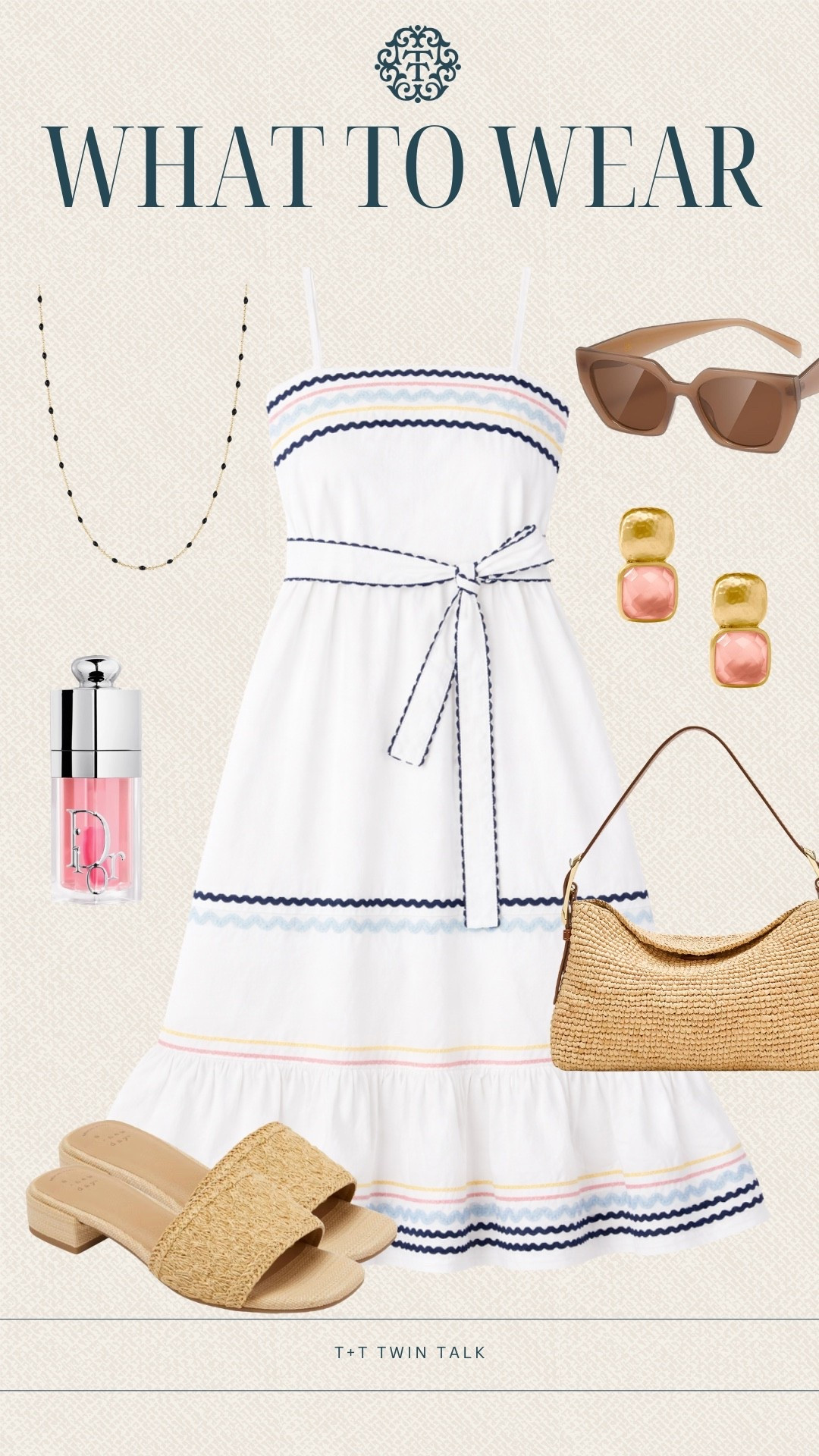 T+T, what to wear! We have been loving this white dress with the striped accents! Pairing it with a raffia purse and heels for an easy spring and summer look!

#LTKMidsize #LTKootd #LTKOver40