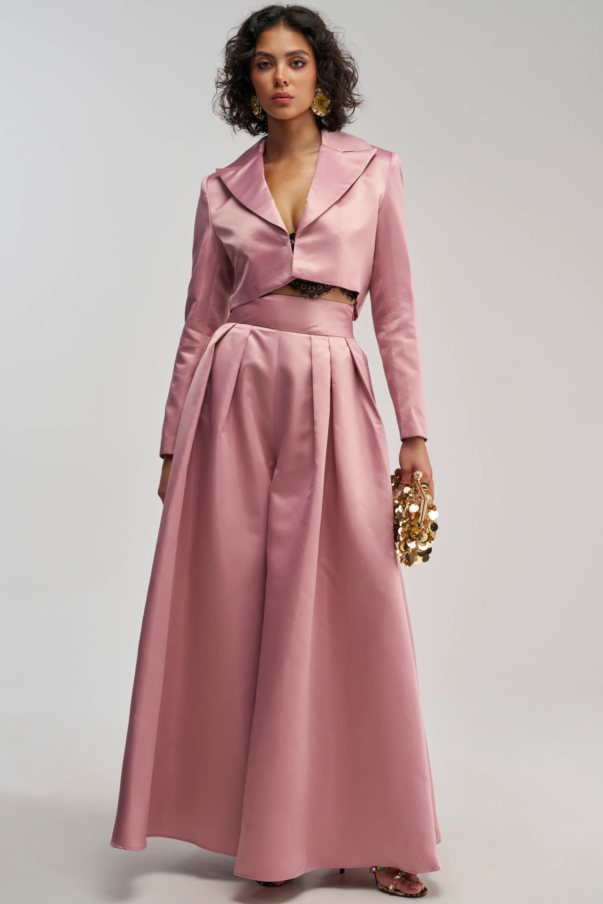 Satin Wide Leg Trousers in Mauve | AKIRA | AKIRA