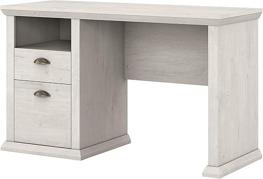 Bush Business Furniture Yorktown Home Office Desk with Storage, 50W, White Oak | Amazon (US)