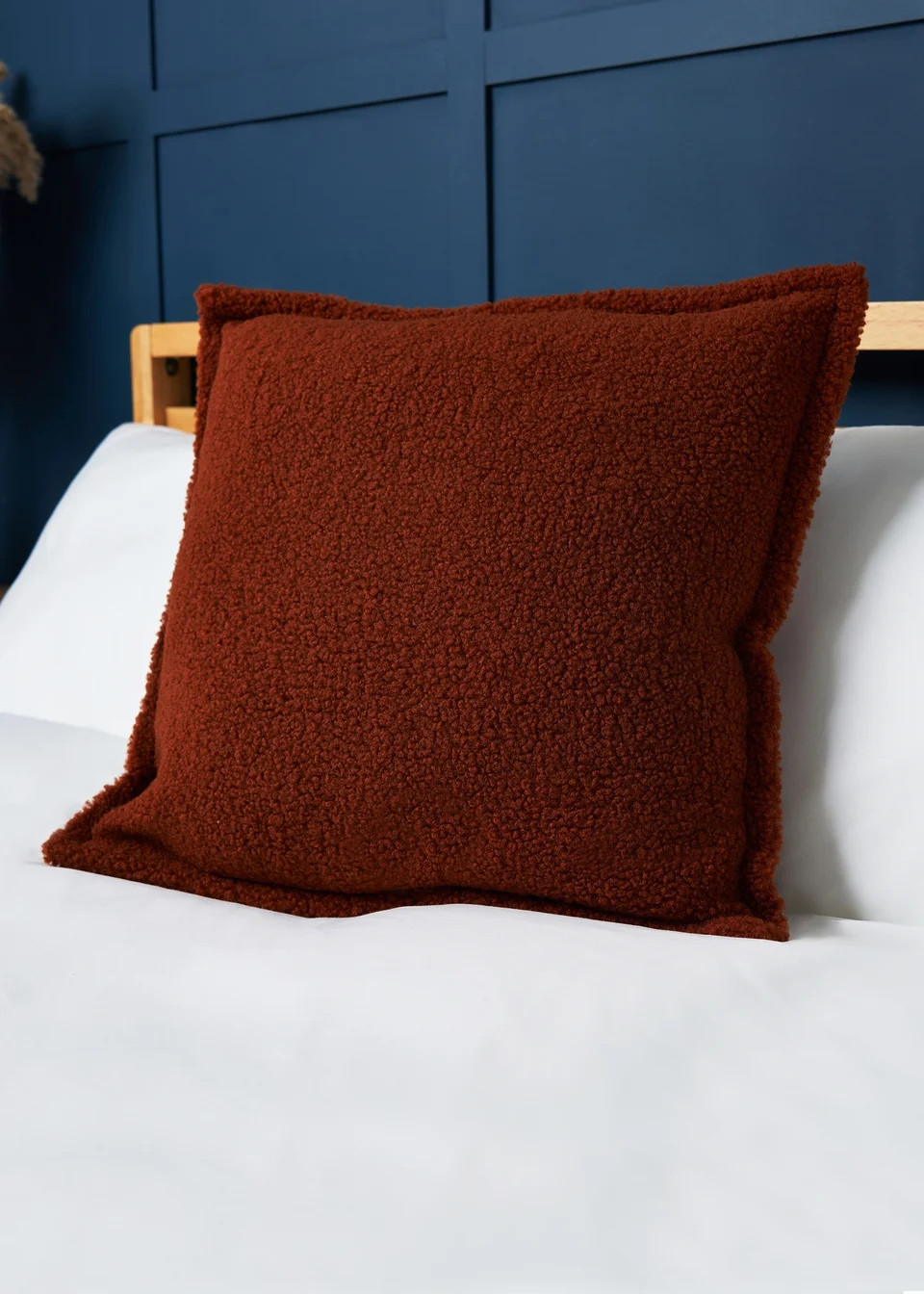 BHS Boucle Terracotta Cushion With Flange Edge (45x45cm) | Matalan (UK)