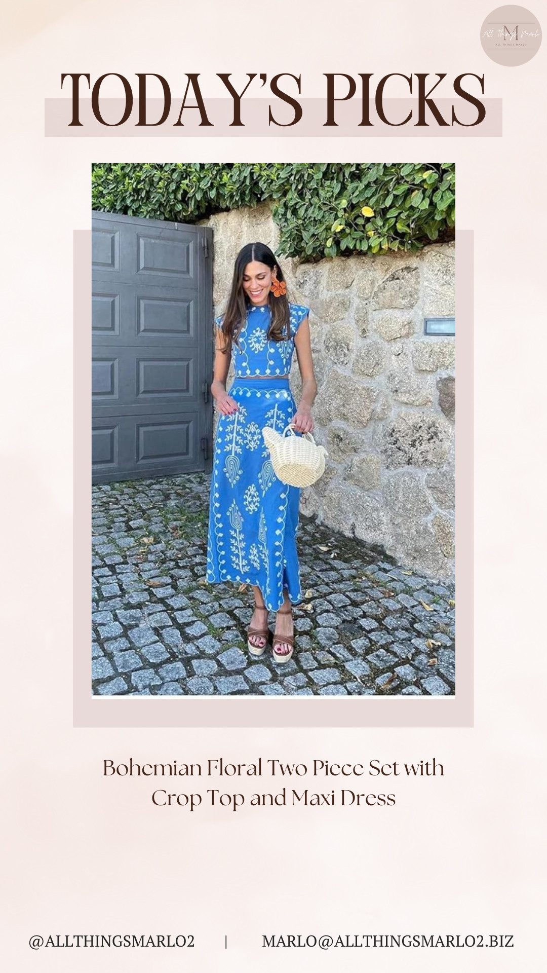 Bohemian Floral Two Piece Set with Crop Top and Maxi Dress 

 #LTKSpringSale #LTKWorkwear #LTKTravel