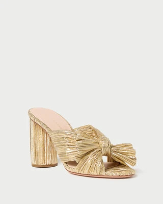Penny Gold Pleated Bow Heel | Loeffler Randall