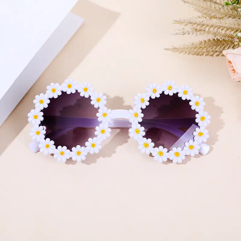 Kids Casual Flower Round Frame Sun Protection Fashion Glasses, Children's Accessories For Outdoor... | Temu Affiliate Program