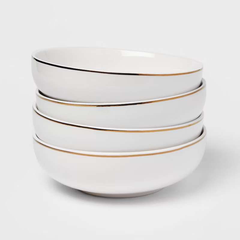 40oz 4pk Stoneware Dinner Bowls Gold - Threshold™ | Target