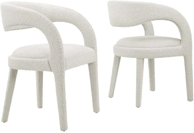 Modway EEI-6562-IVO Pinnacle Boucle Upholstered Dining Chair Set of Two, Ivory | Amazon (US)