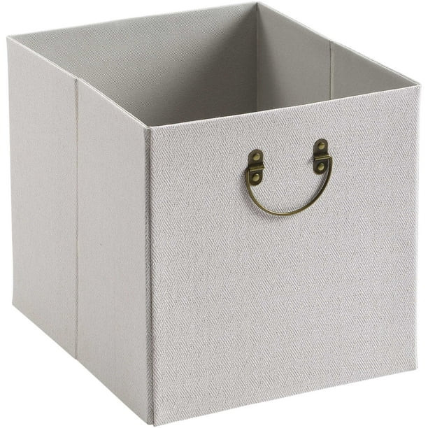 Better Homes & Gardens 12.75" Fabric Cube Storage Bin, Cream Cross Hatch | Walmart (US)