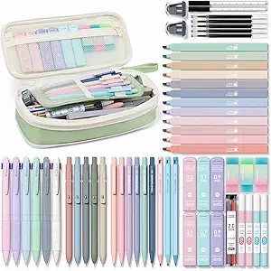 Four Candies 56 PCS Aesthetic School Supplies with Pencil Case, 6 Multicolor Pen, 12 Pastel Highl... | Amazon (US)