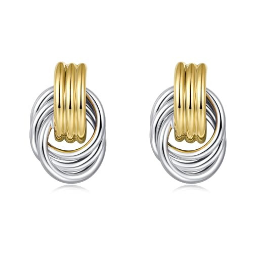 LILIE&WHITE Earrings for Women Gold and Silver Double-Tone Twisted Knot Drop Earrings – Unique Statement Design for Everyday Elegance | Amazon (UK)