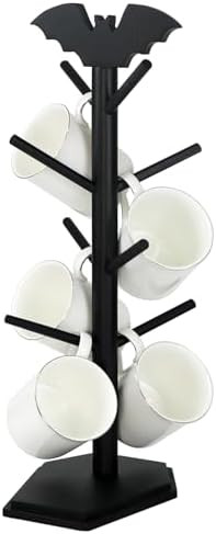 Bat Mug Holder Tree - 8 Hooks Rack for Gothic Home Decor - Wood Mug Tree for Countertop - Cup Hol... | Amazon (US)