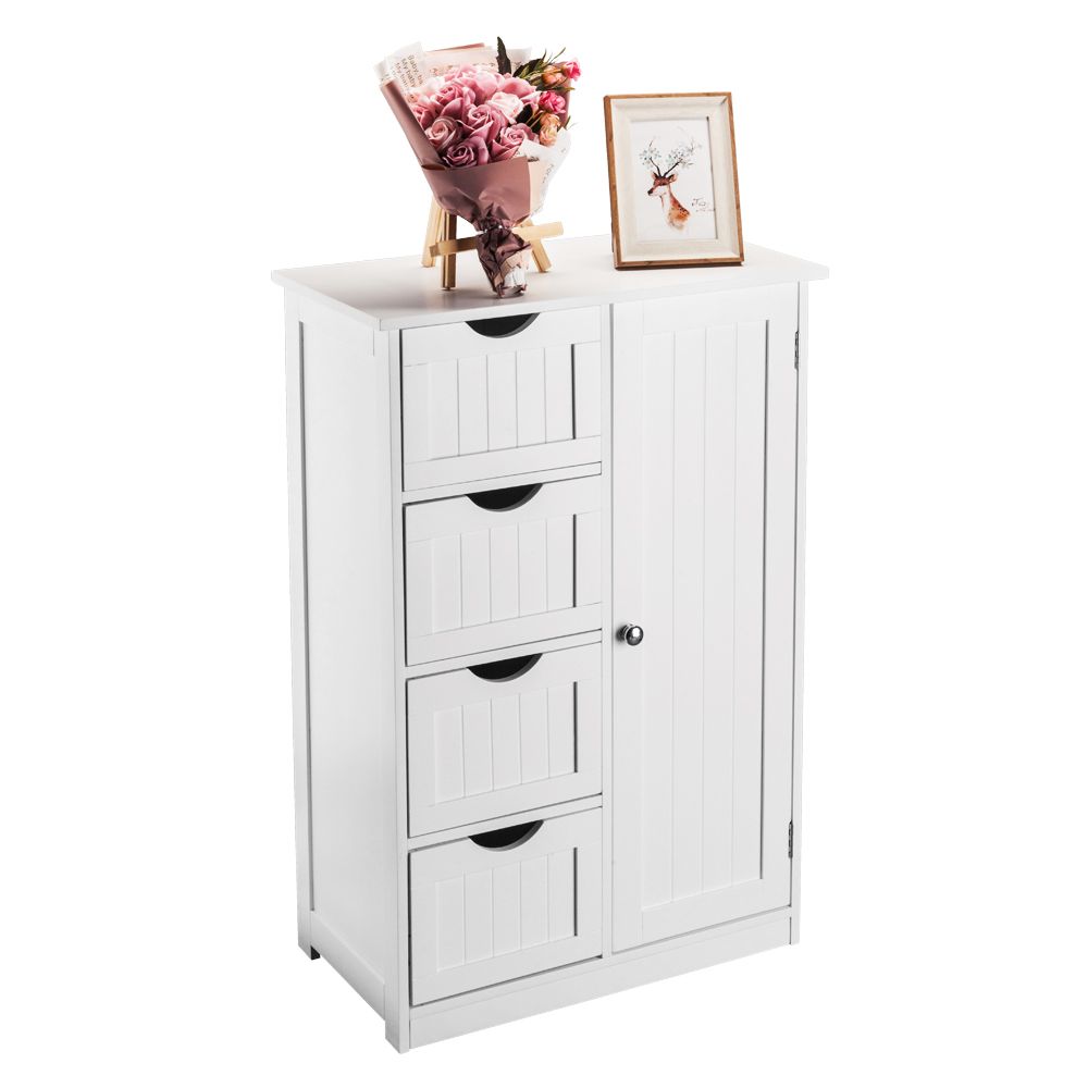 Zimtown Cabinet Storage 4 Drawer Dresser Shelf Home Bedroom Furniture White | Walmart (US)