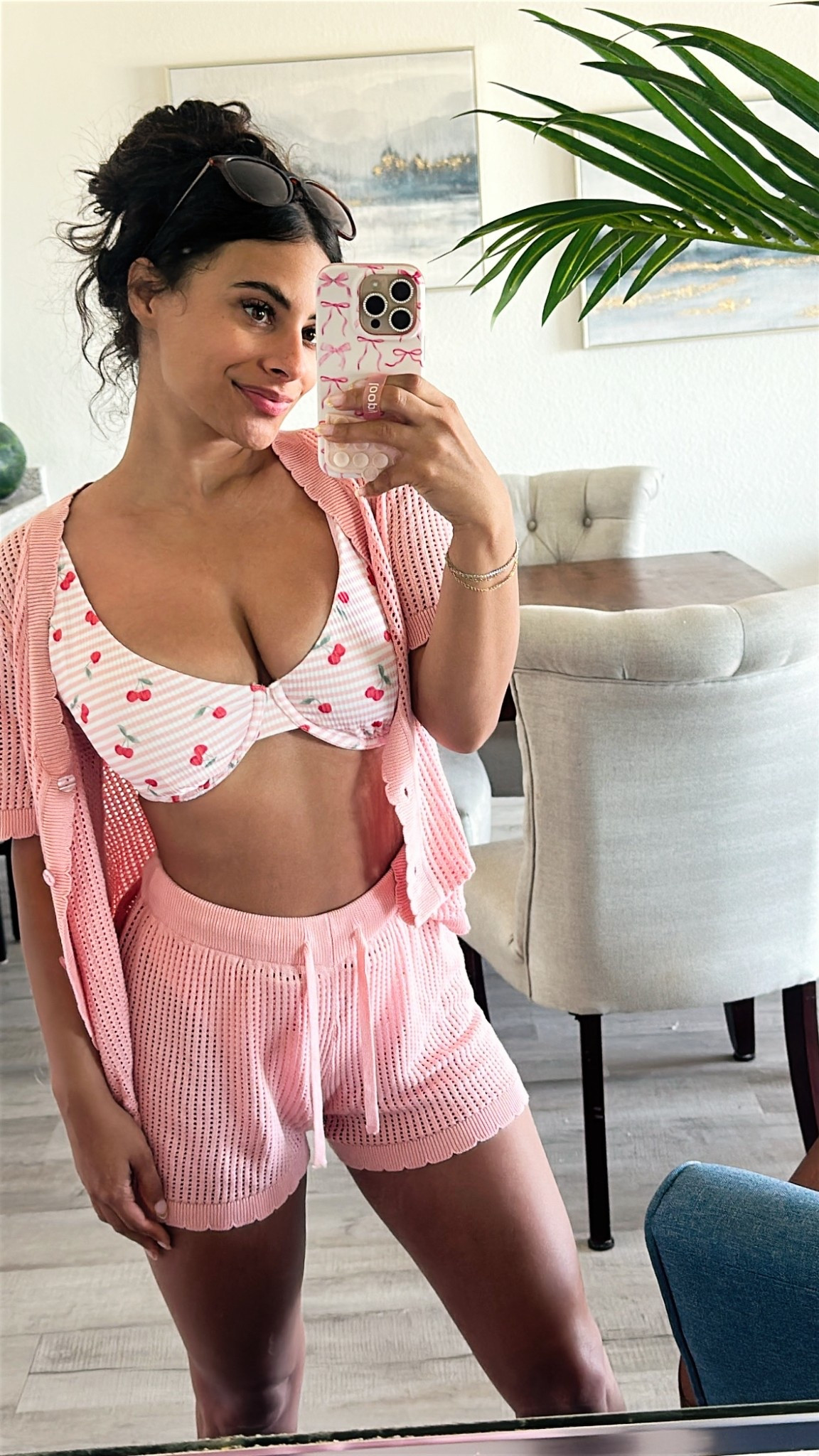 cutest cherry print swimsuit and pink cover up 🍒🌸🤍🎀

#LTKStyleTip #LTKSeasonal #LTKFindsUnder100