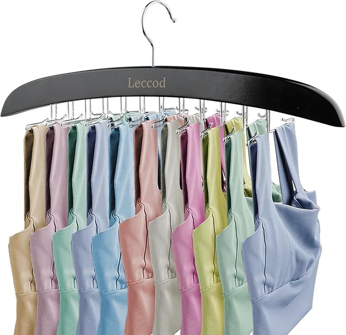 Upgrade Tank Top Hanger, Bra Hangers Space Saving Wooden 360° Rotating Non-Slip 24 Foldable Meta... | Amazon (US)