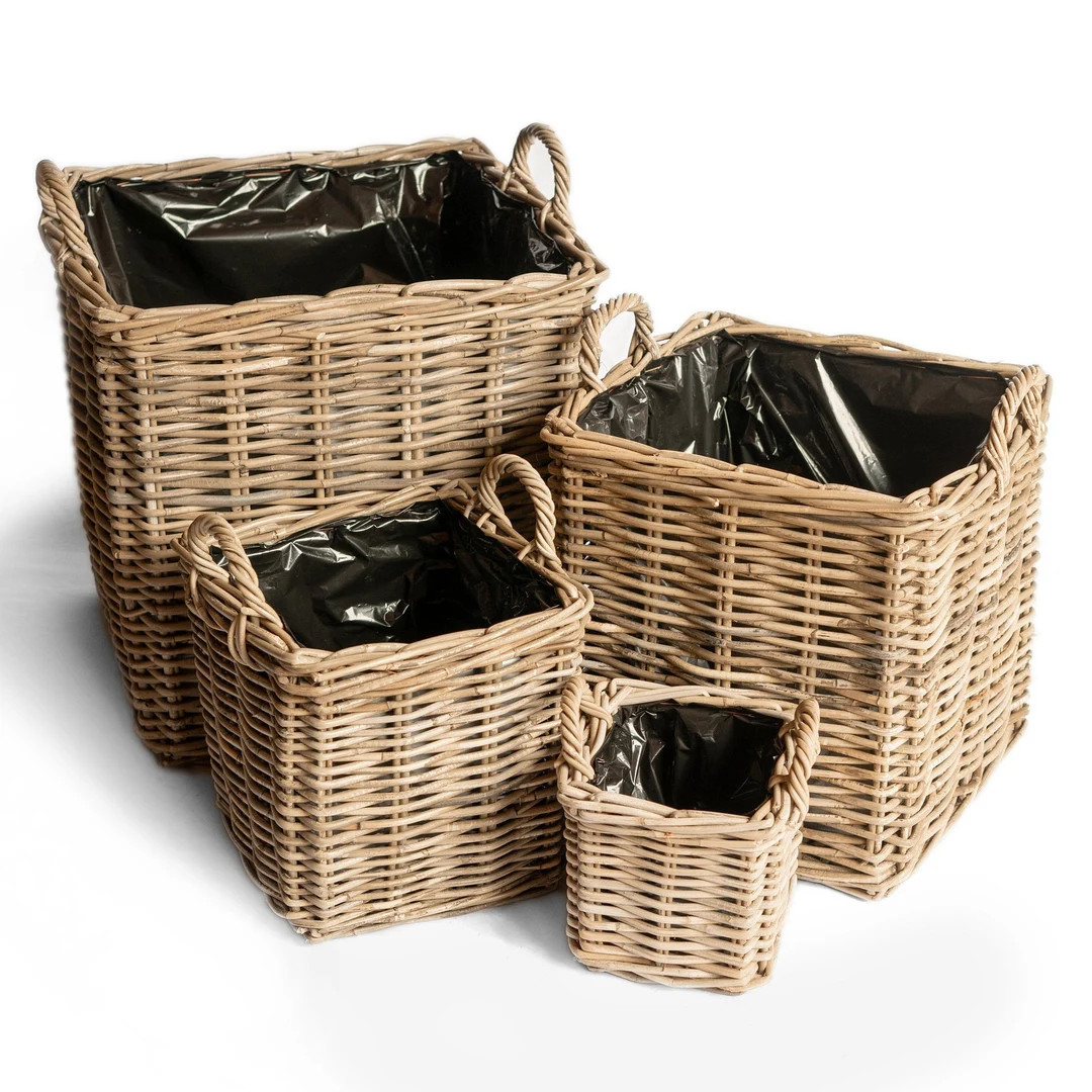 Plant Basket Made of Natural Rattan Square With Handle Flower Basket Planter Filling Basket Decor... | Etsy (US)