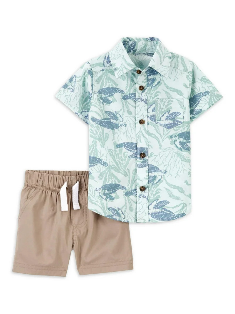 Carter's Child of Mine Baby Boy Cotton Shirt and Shorts Set, 2-Piece, Sizes 0/3M-24M | Walmart (US)