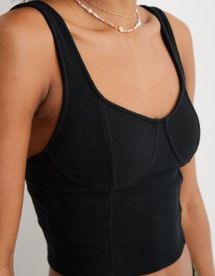 Aerie Corset Cropped Tank Top | American Eagle Outfitters (US & CA)
