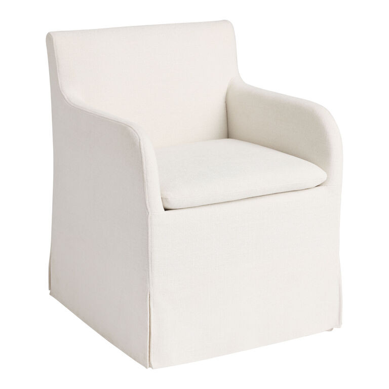 Arielle Textured Woven Upholstered Rolling Dining Chair | World Market