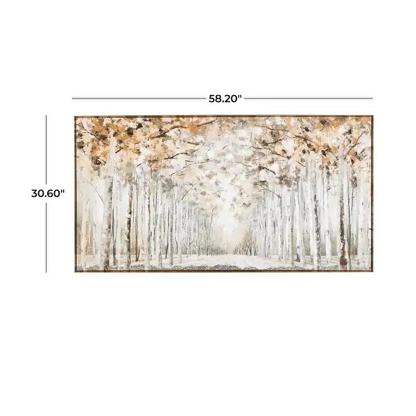 Gray Canvas Forest Landscape Framed Wall Art with Brown Accents | Bed Bath & Beyond