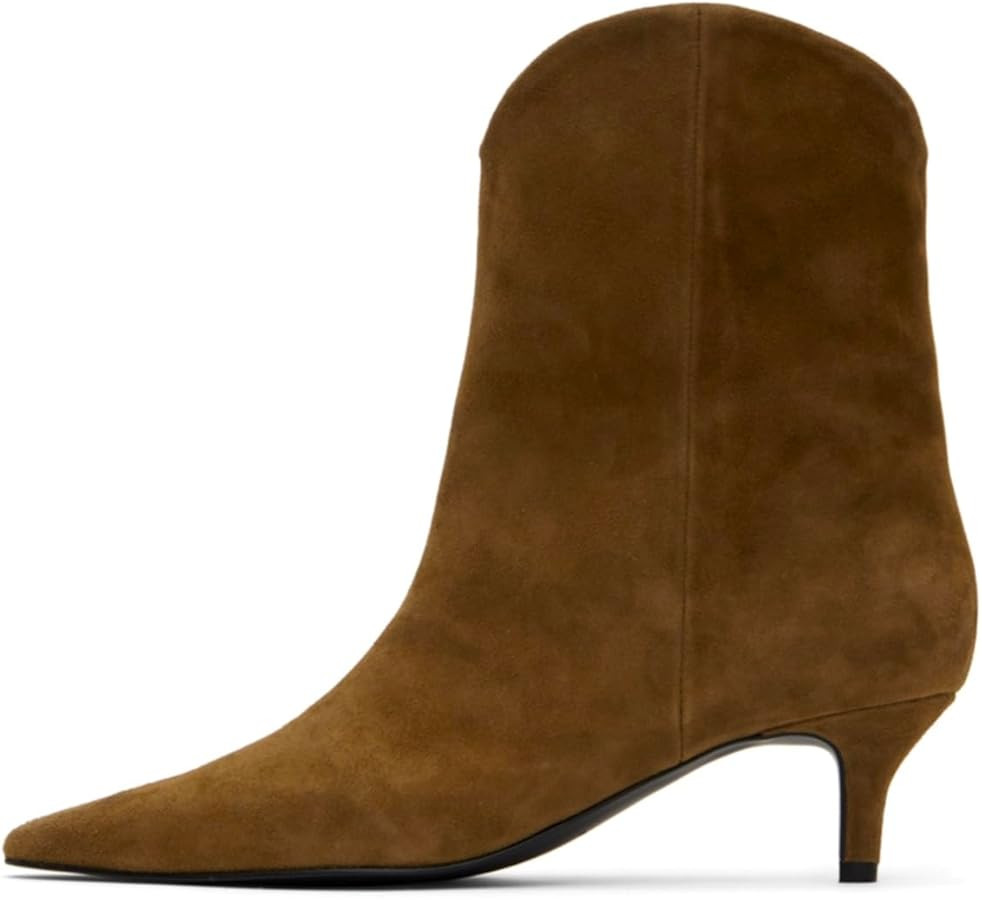 MOOMMO Women Kitten Heel Western Booties Suede Pointed Toe Cowboy Ankle Boots 2 inch Kitten Heel ... | Amazon (US)