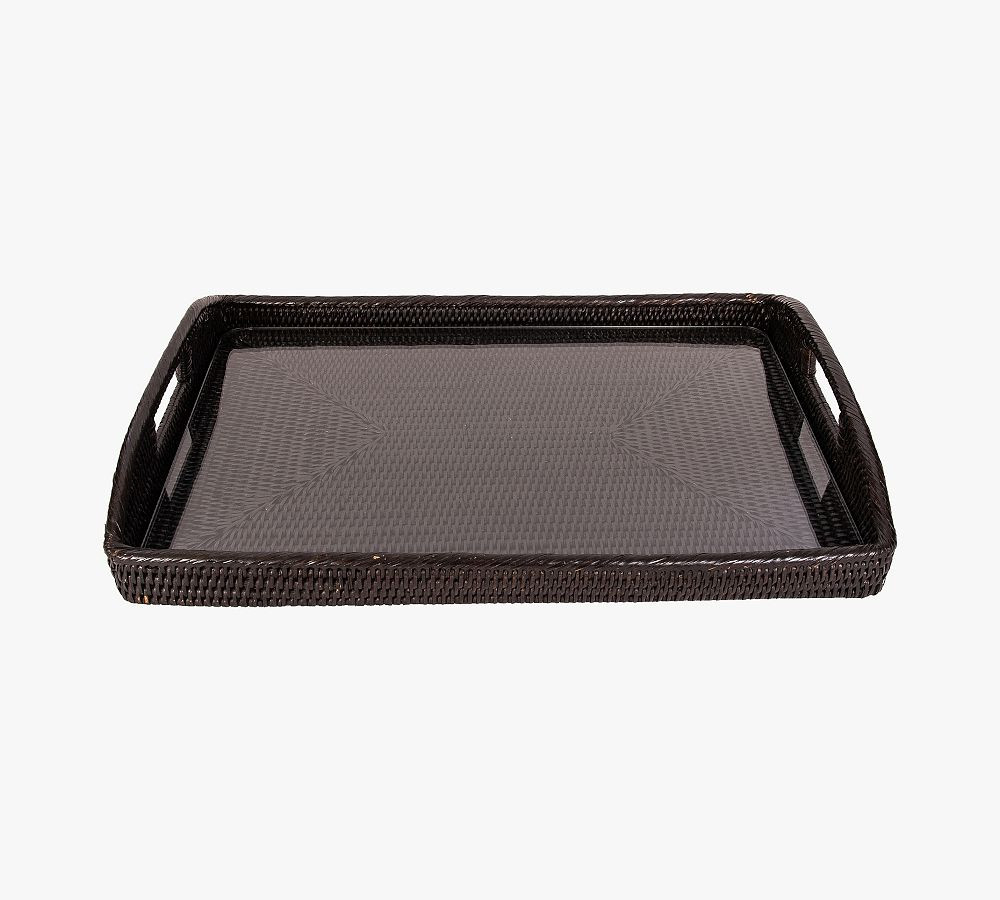 Tava Handwoven Rattan Rectangular Serving Tray | Pottery Barn (US)