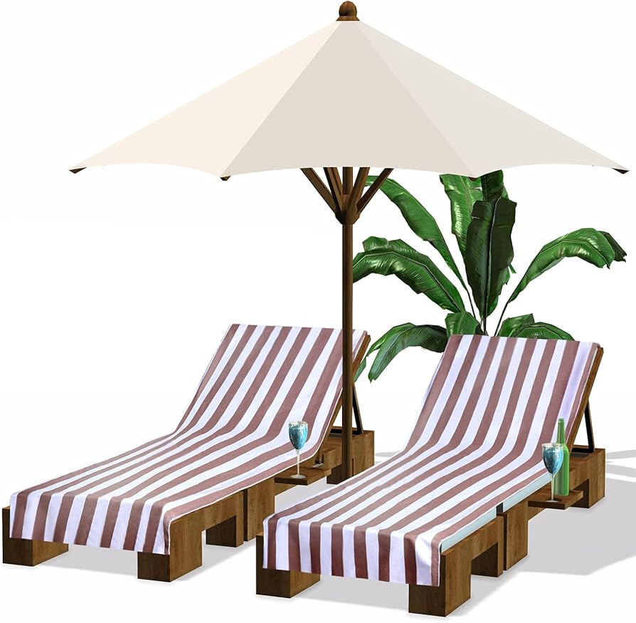 Fumete 2 Pack Summer Lounge Chair Cover 30 x 85 Inch Pool Chaise Lounge Towel Microfiber Spa Beac... | Amazon (US)